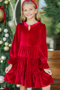 Girls: In Your Happy Place Red Velvet Dress