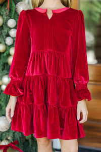 Girls: In Your Happy Place Red Velvet Dress