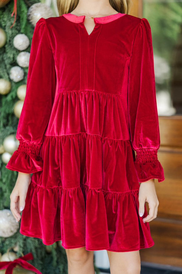 Girls: In Your Happy Place Red Velvet Dress