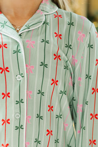 Girls: Cozy Moments Mint Bow Print Bamboo Lounge Set