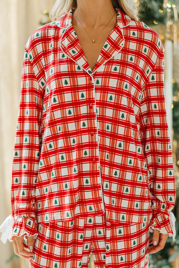 Cozy Moments Red Tree Print Bamboo Pajama Set