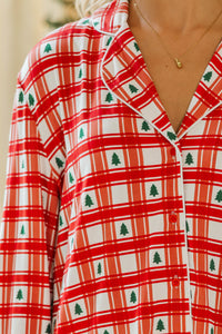 Cozy Moments Red Tree Print Bamboo Pajama Set