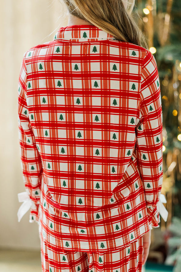 Girls: Cozy Moments Red Plaid Bamboo Lounge Set