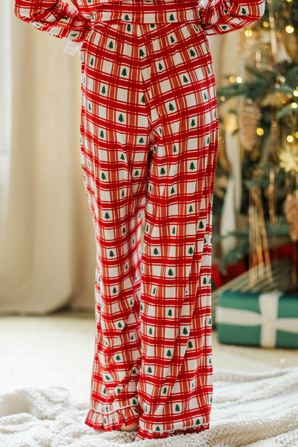 Girls: Cozy Moments Red Plaid Bamboo Lounge Set