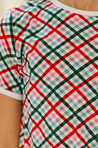 Girls: All Snuggled Up Mint Plaid S/S Bamboo Lounge Set