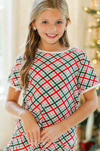 Girls: All Snuggled Up Mint Plaid S/S Bamboo Lounge Set
