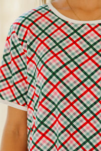 Stay Awhile Mint Plaid Bamboo Pajama Set