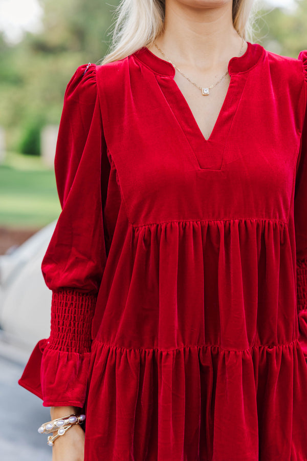 In Your Happy Place Red Velvet Dress