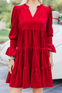 In Your Happy Place Red Velvet Dress