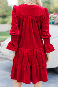 In Your Happy Place Red Velvet Dress