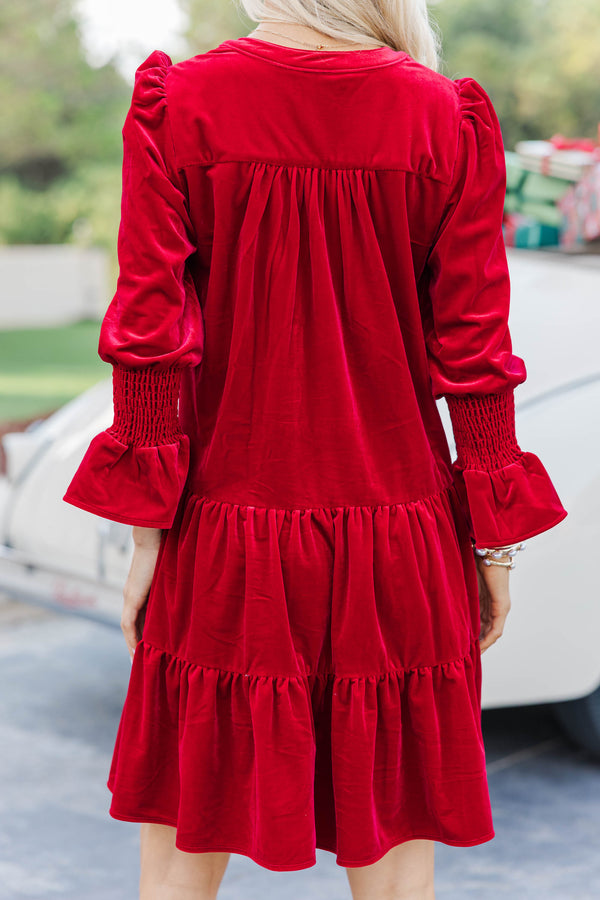 In Your Happy Place Red Velvet Dress
