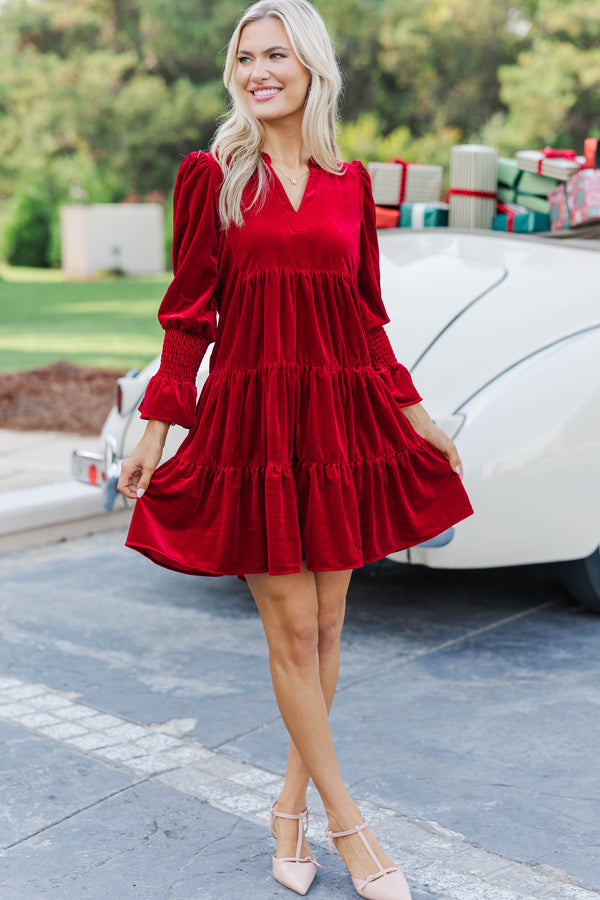 In Your Happy Place Red Velvet Dress