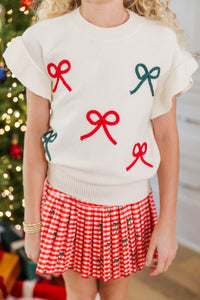 Girls: Jessica Cream Bow Sweater