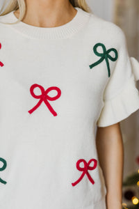 Jessica Cream Bow Sweater