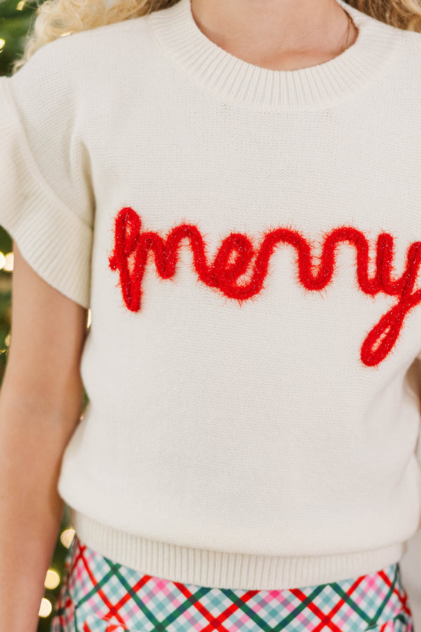 Girls: So Merry Cream Sweater