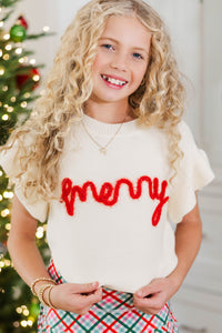 Girls: So Merry Cream Sweater