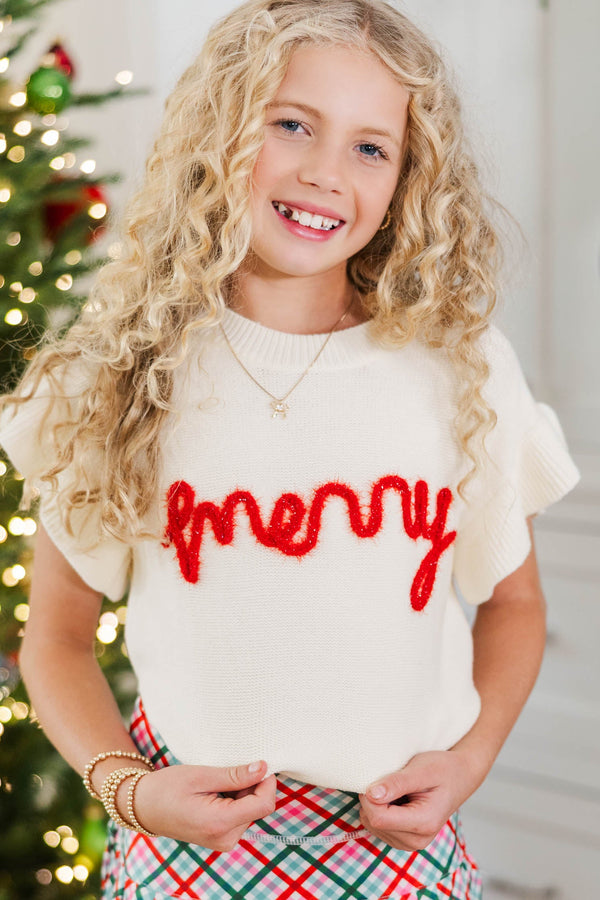 Girls: So Merry Cream Sweater