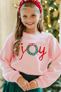 Girls: Oh The Joy Blush Pink Graphic Sweatshirt