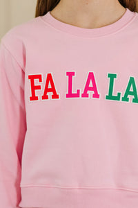 Girls: Fa La La Blush Pink Graphic Sweatshirt