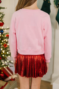 Girls: Fa La La Blush Pink Graphic Sweatshirt