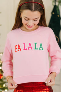 Girls: Fa La La Blush Pink Graphic Sweatshirt