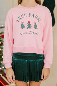 Girls: Tree Farm Cutie Blush Pink Graphic Sweatshirt