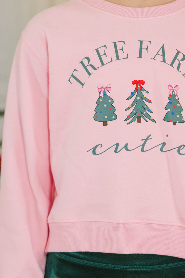 Girls: Tree Farm Cutie Blush Pink Graphic Sweatshirt