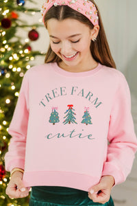 Girls: Tree Farm Cutie Blush Pink Graphic Sweatshirt