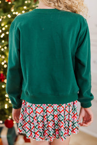Girls: Believe Emerald Green Embroidered Sweatshirt