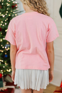 Girls: Just A Girl Who Loves Christmas Blush Pink Graphic Tee