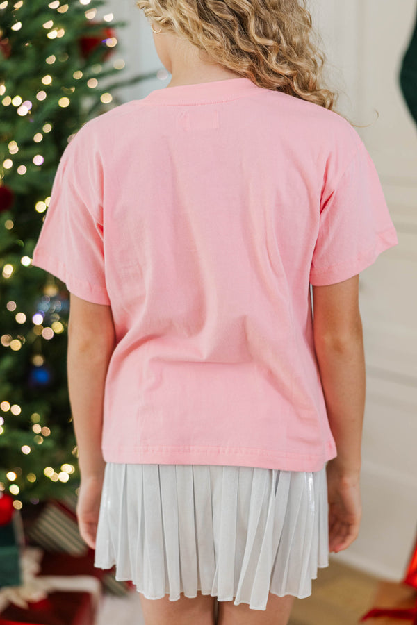 Girls: Just A Girl Who Loves Christmas Blush Pink Graphic Tee