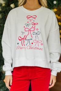 Oh Christmas Tree White Graphic Sweatshirt