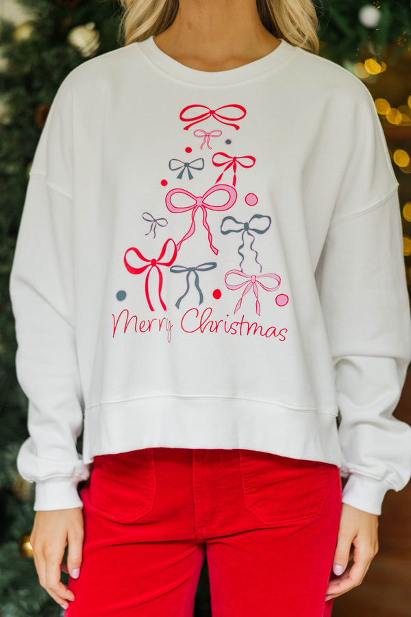 Oh Christmas Tree White Graphic Sweatshirt