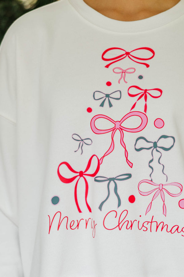 Oh Christmas Tree White Graphic Sweatshirt