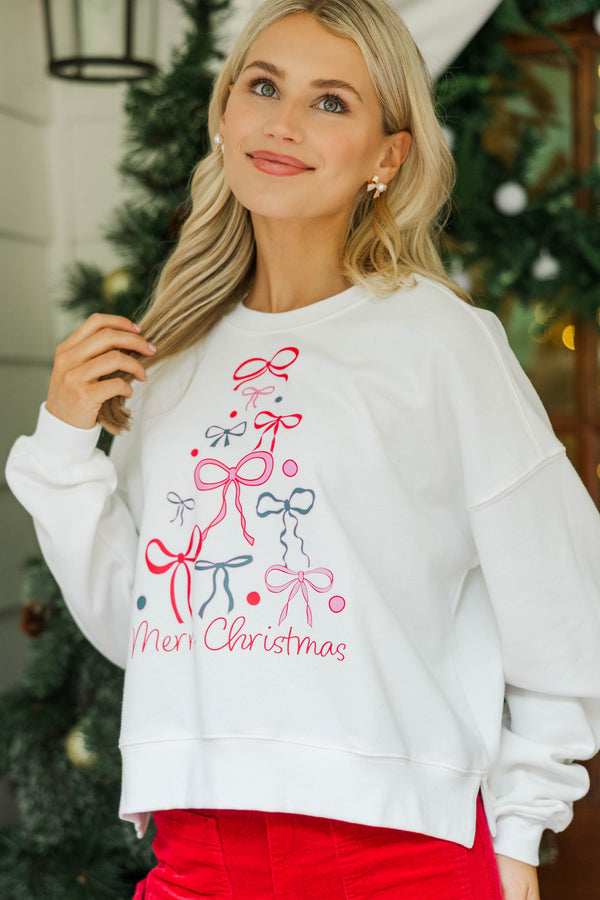 Oh Christmas Tree White Graphic Sweatshirt