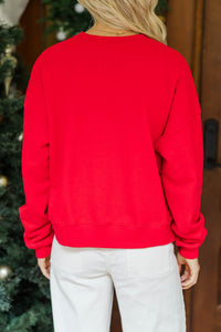 Oh What Fun Red Embroidered Sweatshirt