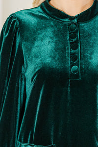 Snow Kissed Emerald Bow Detail Dress