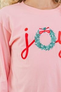 Girls: Oh The Joy Blush Pink Long Sleeve Graphic Tee