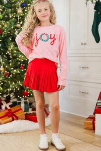 Girls: Oh The Joy Blush Pink Long Sleeve Graphic Tee