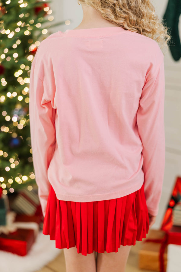 Girls: Oh The Joy Blush Pink Long Sleeve Graphic Tee