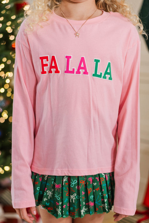 Girls: Fa La La Blush Pink Long Sleeve Graphic Tee