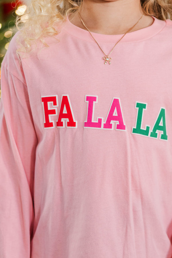 Girls: Fa La La Blush Pink Long Sleeve Graphic Tee