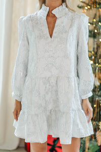 Just A Feeling Cream Floral Brocade Dress