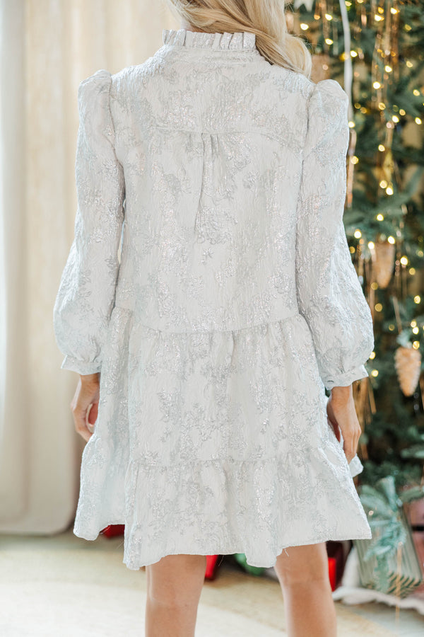 Just A Feeling Cream Floral Brocade Dress