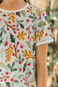 Girls: All Snuggled Up Mint Holly Print S/S Bamboo Lounge Set