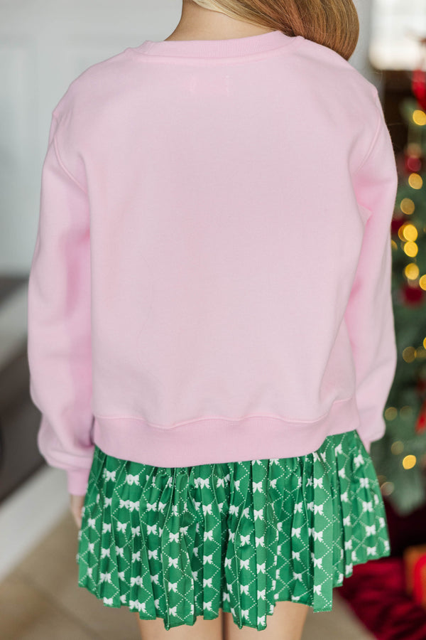 Girls: Oh Christmas Tree Bow Blush Graphic Sweatshirt