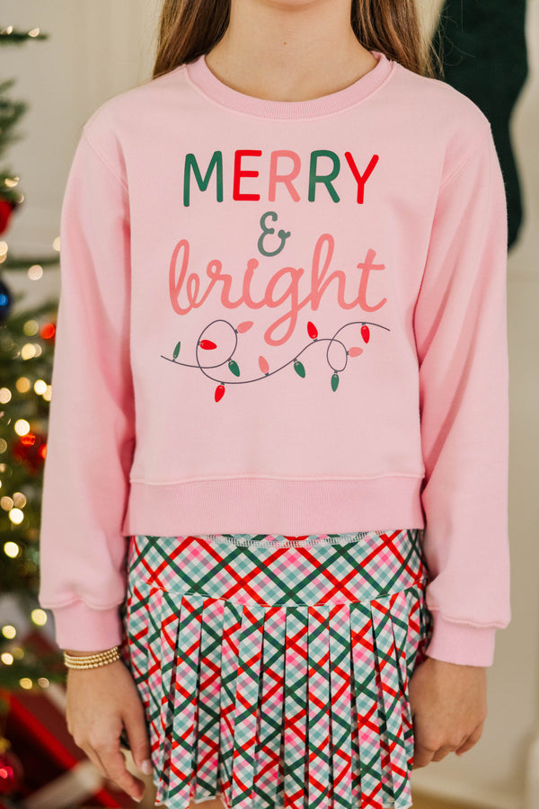 Girls: Merry & Bright Lights Blush Graphic Sweatshirt
