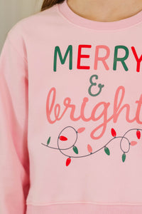 Girls: Merry & Bright Lights Blush Graphic Sweatshirt