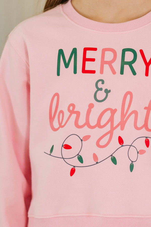 Girls: Merry & Bright Lights Blush Graphic Sweatshirt