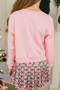 Girls: Merry & Bright Lights Blush Graphic Sweatshirt